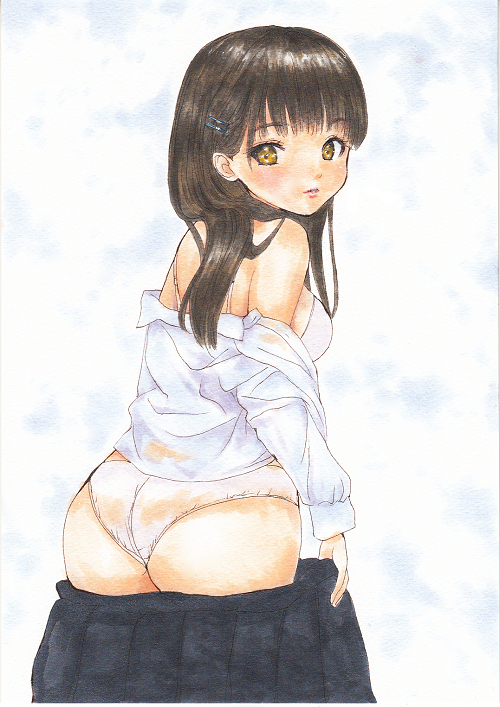 手描き イラスト オリジナル 女の子 制服 黒髪 ヘアピン 振り向き スカート ランジェリー B5 イラストレーションボード 手描きイラスト 売買されたオークション情報 Yahooの商品情報をアーカイブ公開 オークファン Aucfan Com