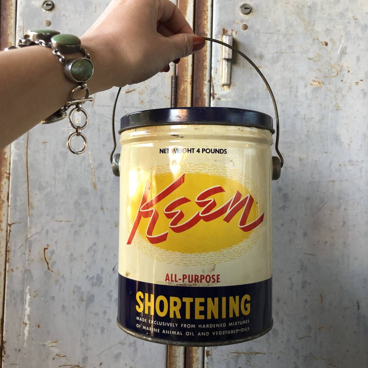 即決② Keen ヴィンテージ ショートニング缶 カフェ キッチン ダイナー シャビーシック ガーデニング カントリー アメリカン雑貨 収納