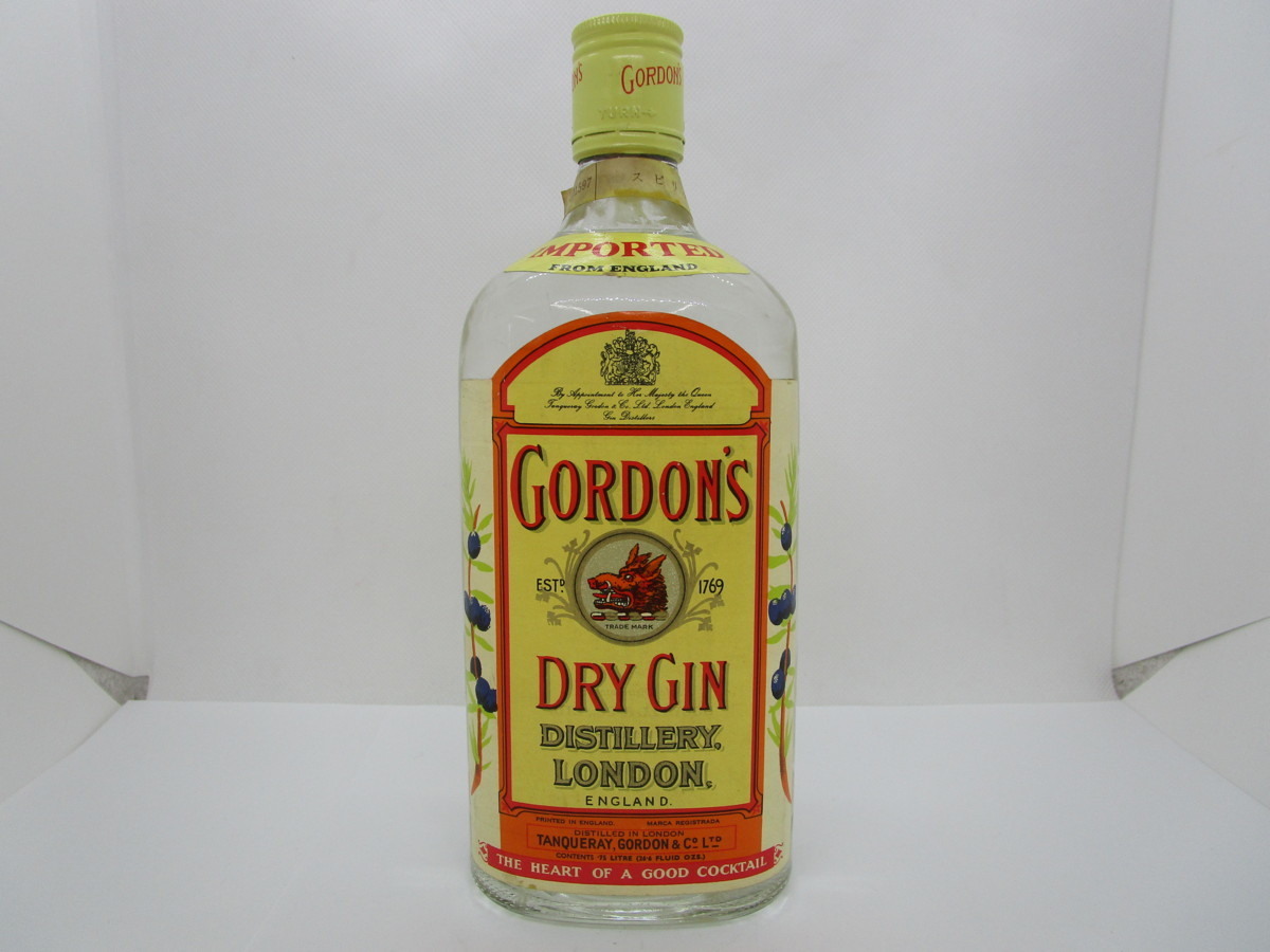 ゴードン ドライ ジン 旧ボトル 750ml 47% 従価表記 GORDON'S DRY GIN