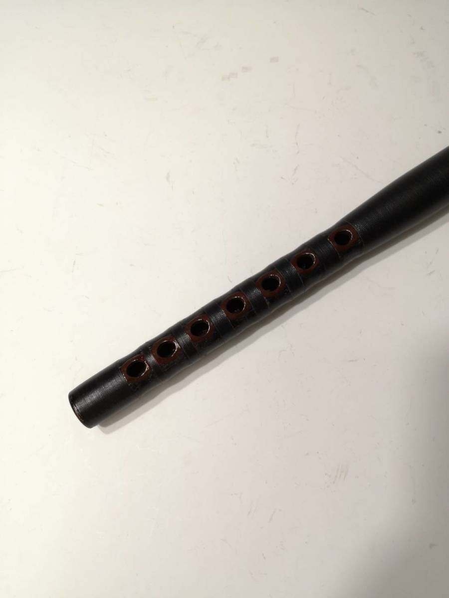 o 能管 花梨製 頭金鹿文様 専用紙箱 袋付 101201 和楽器 横笛 龍笛 