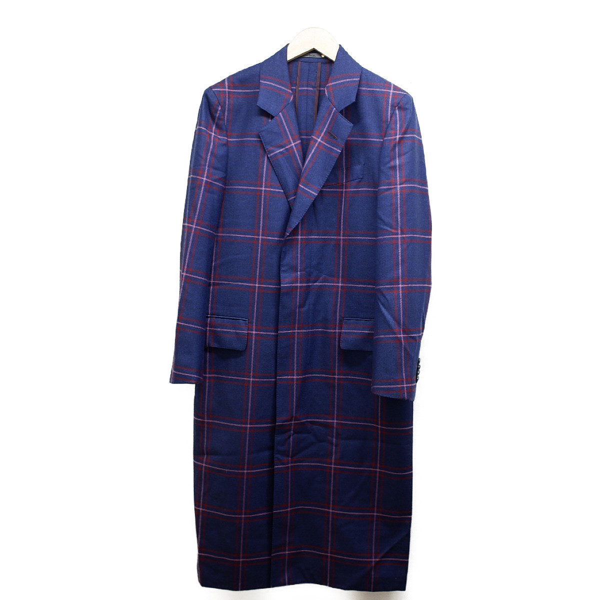 PaulSmith ポールスミス PF-IS-39714 ウール チェック柄 比翼チェスターコート M ネイビー メンズ(Mサイズ)|売買され ...
