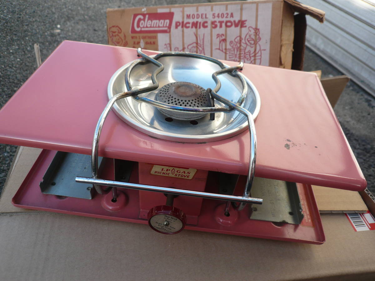  Coleman ビンテージ PICNIC STOVE 5402 ピンク 国産ガス改造(カセットボンベ)｜売買されたオークション情報、yahooの商品情報をアーカイブ公開 - オークファン カセットボンベ