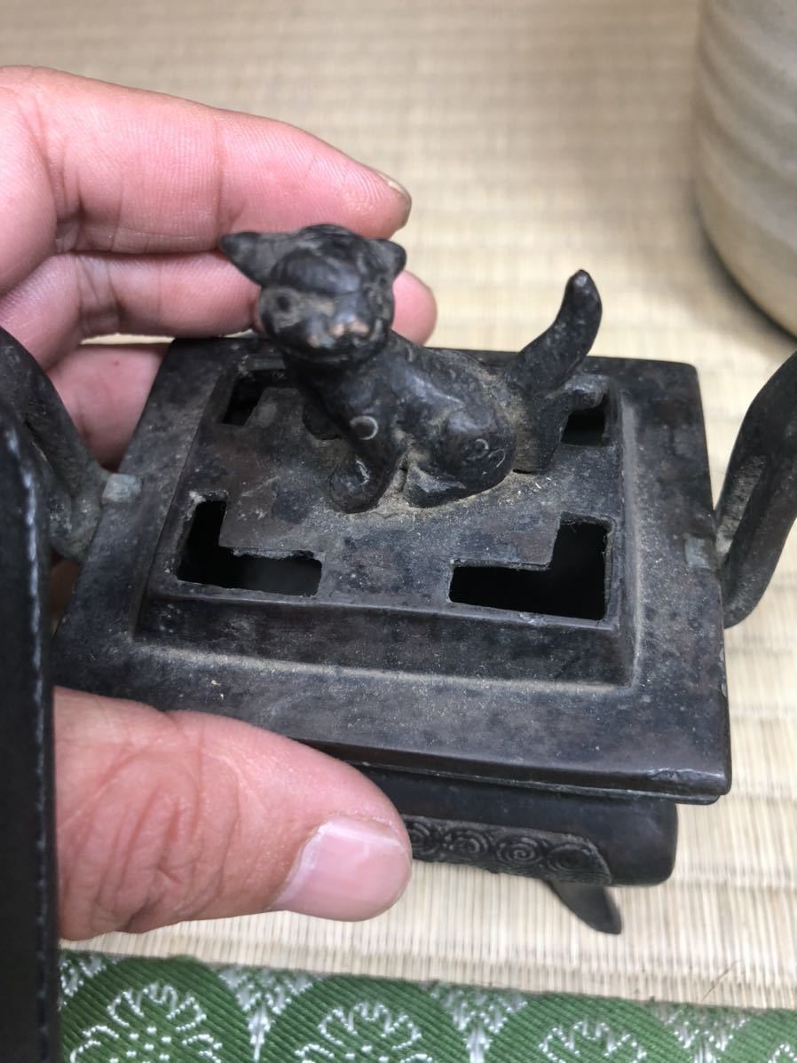 唐銅 香炉 中国 古銅 文化遺産オンライン - 唐物 香炉台 鍍金獅子鈕