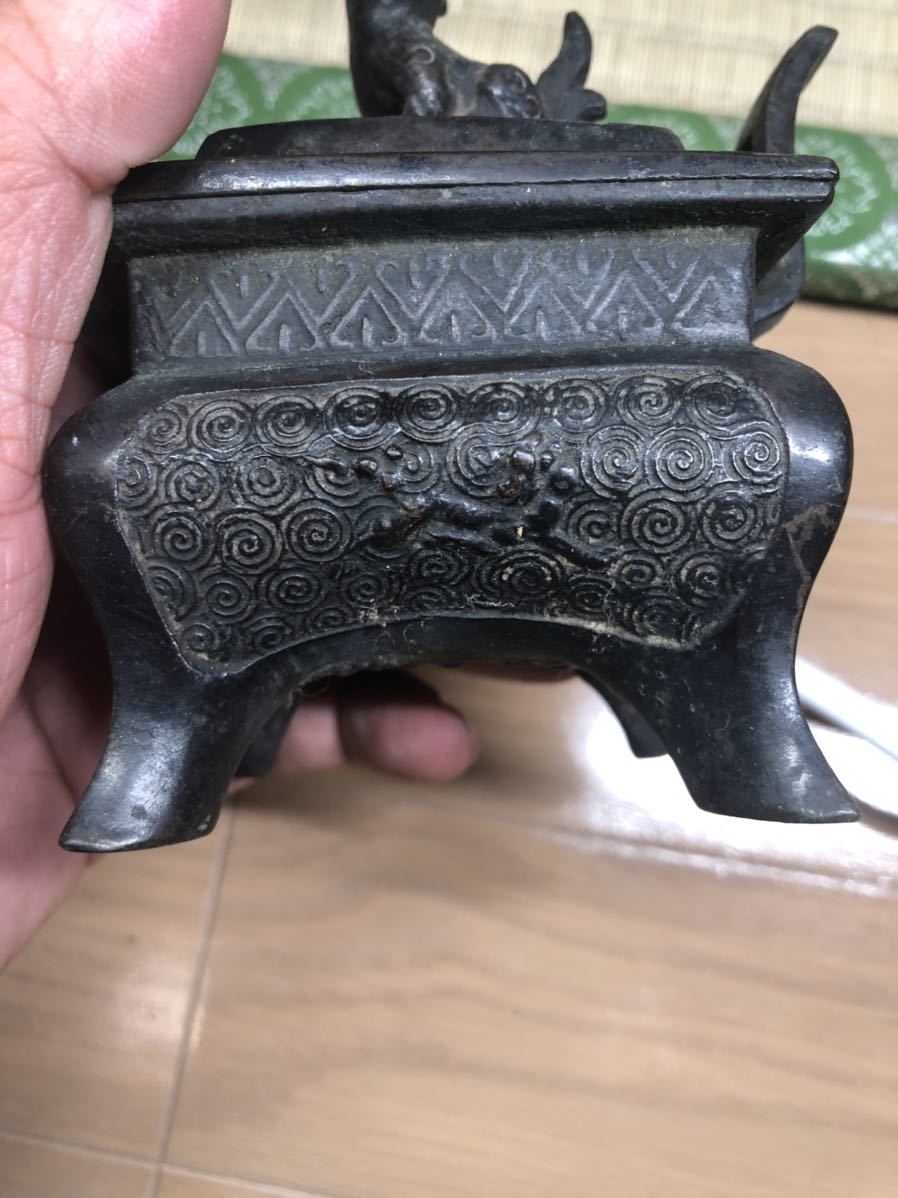 唐銅 香炉 中国 古銅 文化遺産オンライン - 唐物 香炉台 鍍金獅子鈕