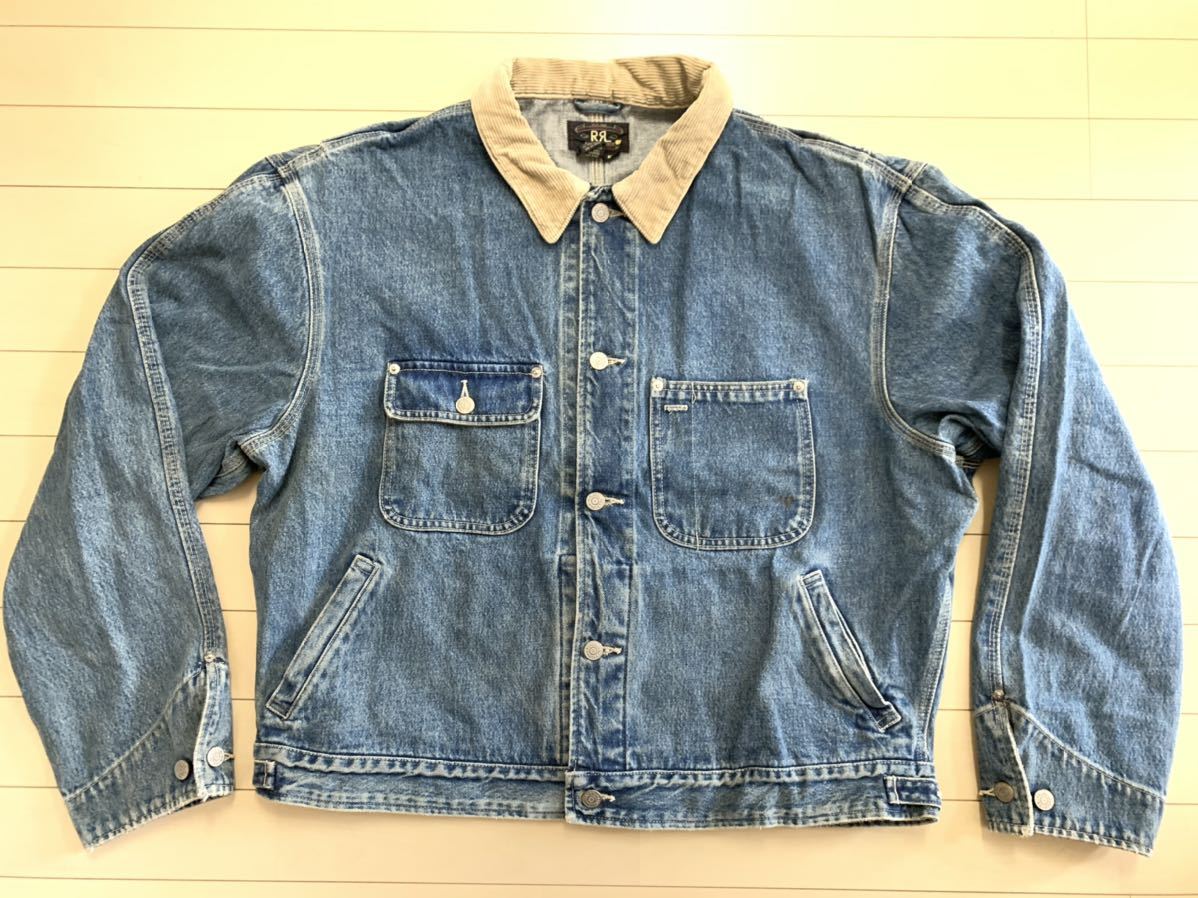 90's USA製 RRL デニムジャケット XL 革パッチ / ラルフローレン