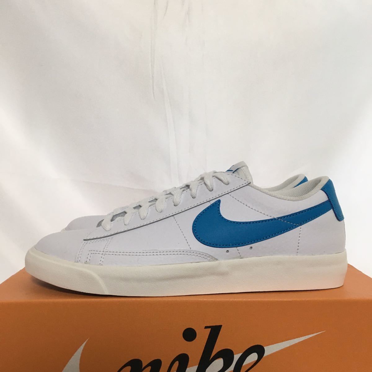 26.5cm】CI6377 104 NIKE BLAZER LEATHER WHITE LASER BLUE ナイキ 