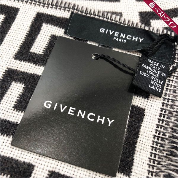 ジバンシー ウール100% ロゴ マフラー ストール 茶系【006】 GIVENCHY