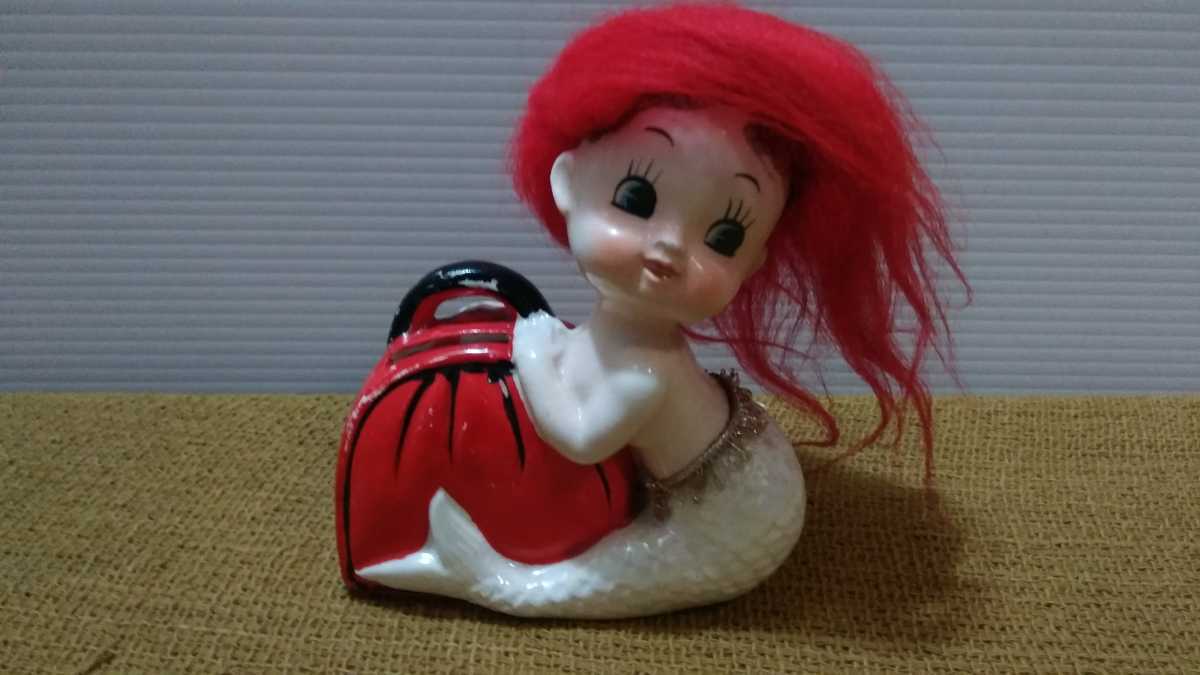 内藤ルネ 当時物 マーメイド RUNE 貯金箱 人魚 陶器製 陶器人形 ⁄ 昭和 