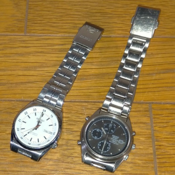 セイコー SEIKO SPIRIT TITANIUM クロノグラフ クォーツ腕時計 7T32-6000 + セイコー5 オートマ 7S26-03C0_1