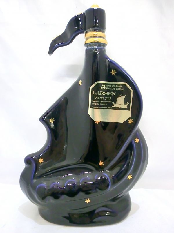 1000円スタート 酒 LARSEN ラーセン シップ COGNAC コニャック 青 陶器