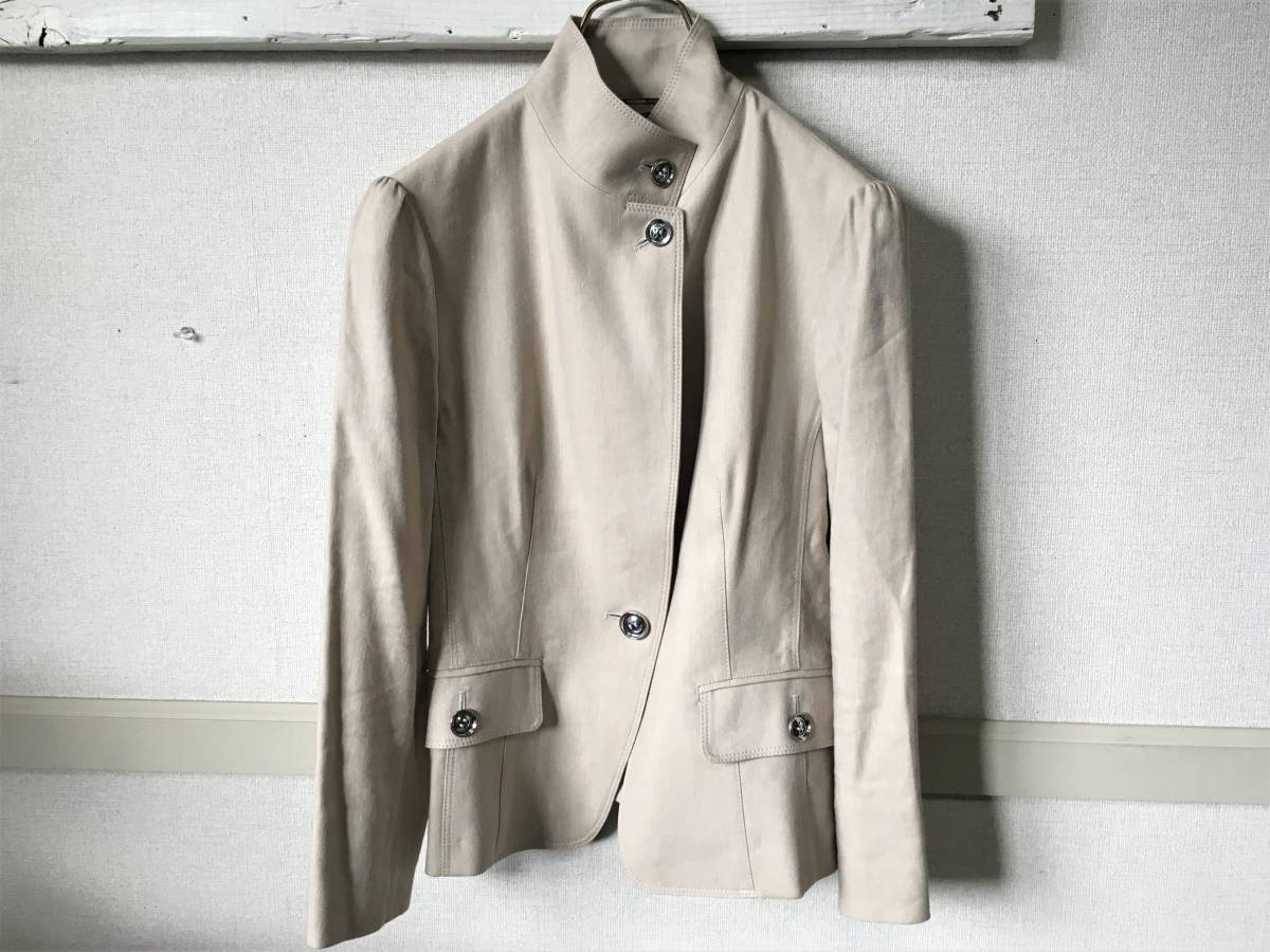 【新品】バーバリー ロンドン BURBERRY LONDON 麻リネン混ジャケット レディース 38(M)9号 生成り 三陽商会 日本製【送料無料 匿名配送】