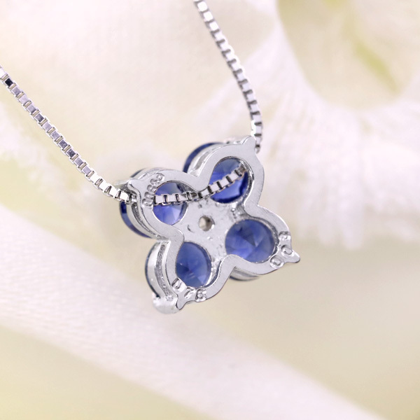 1円～最落無 天然サファイヤ 計0.75ct/一粒ダイヤ 0.03ct，プラチナ 色 