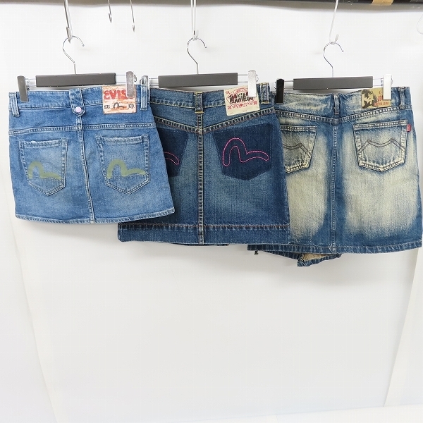 EVISU/エヴィス Q ZHI YI ZU/Q之一族 デニム ミニスカート ボタン