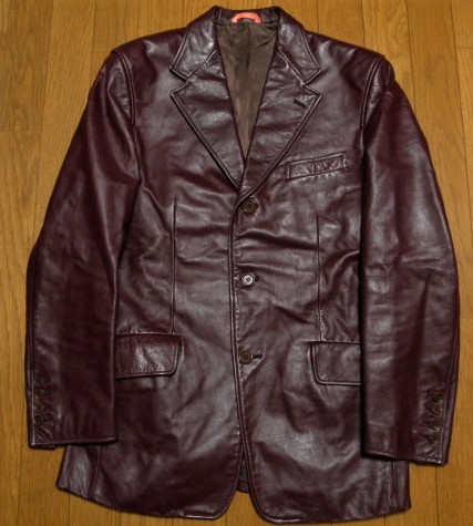 名作！希少 Paul Smith 羊革 レザー 3B テーラードジャケット ボルドー 赤茶 ポールスミスロンドン