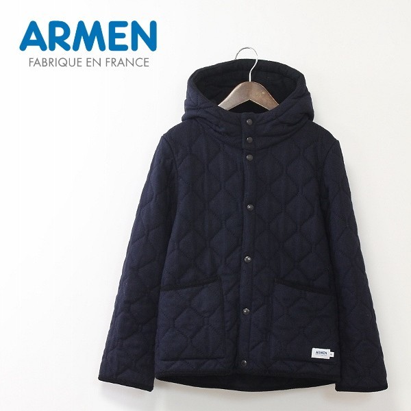 □ARMEN/アーメン リバーシブル ウール＆フリース フーデッド 