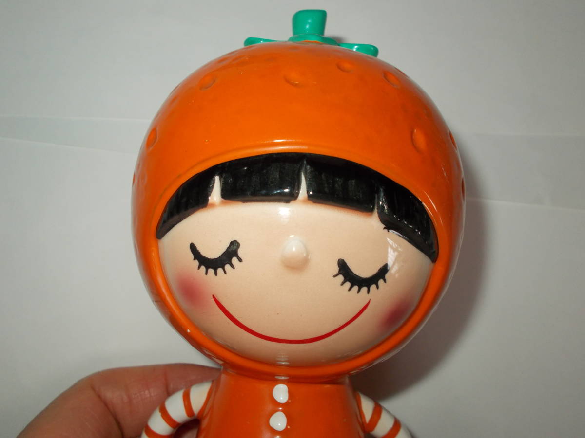 昭和レトロ 内藤ルネ ミカン・人形 陶器貯金箱 中古品(貯金箱)｜売買