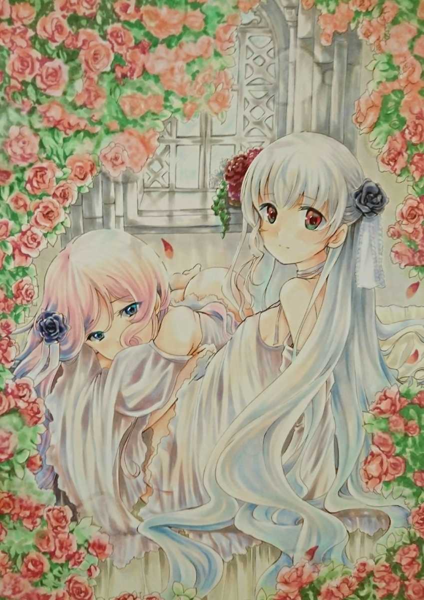 手書きイラスト オリジナル バラと女の子 B4イラストボード 手描きイラスト 売買されたオークション情報 Yahooの商品情報をアーカイブ公開 オークファン Aucfan Com