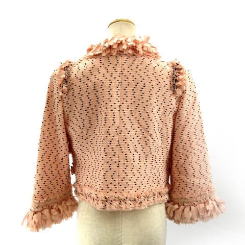 トゥービーシック TO BE CHIC ツイード ノーカラージャケット フリンジ