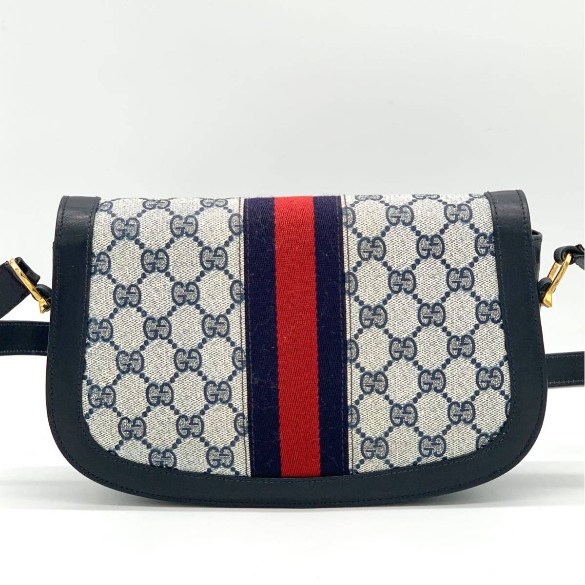 1円 美品 GUCCI オールドグッチ シェリーライン ネイビー 1円 美品 GUCCI オールドグッチ シェリーライン ネイビー