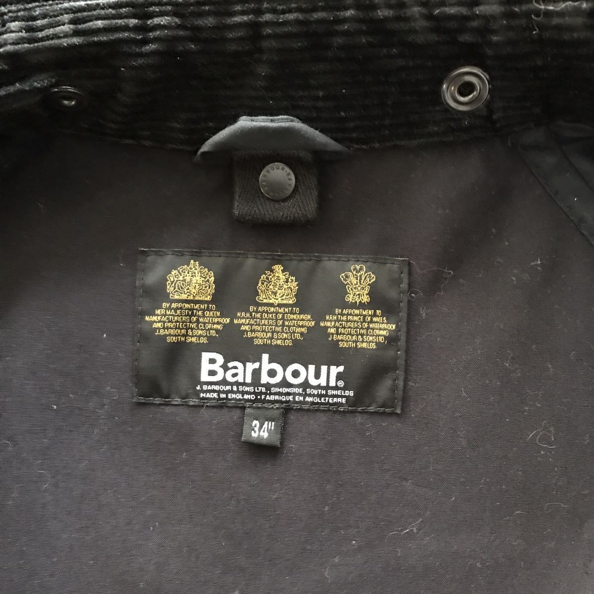 美品 英国製 Barbour ビデイル SL 34 BEDALE バブアー ブラック 