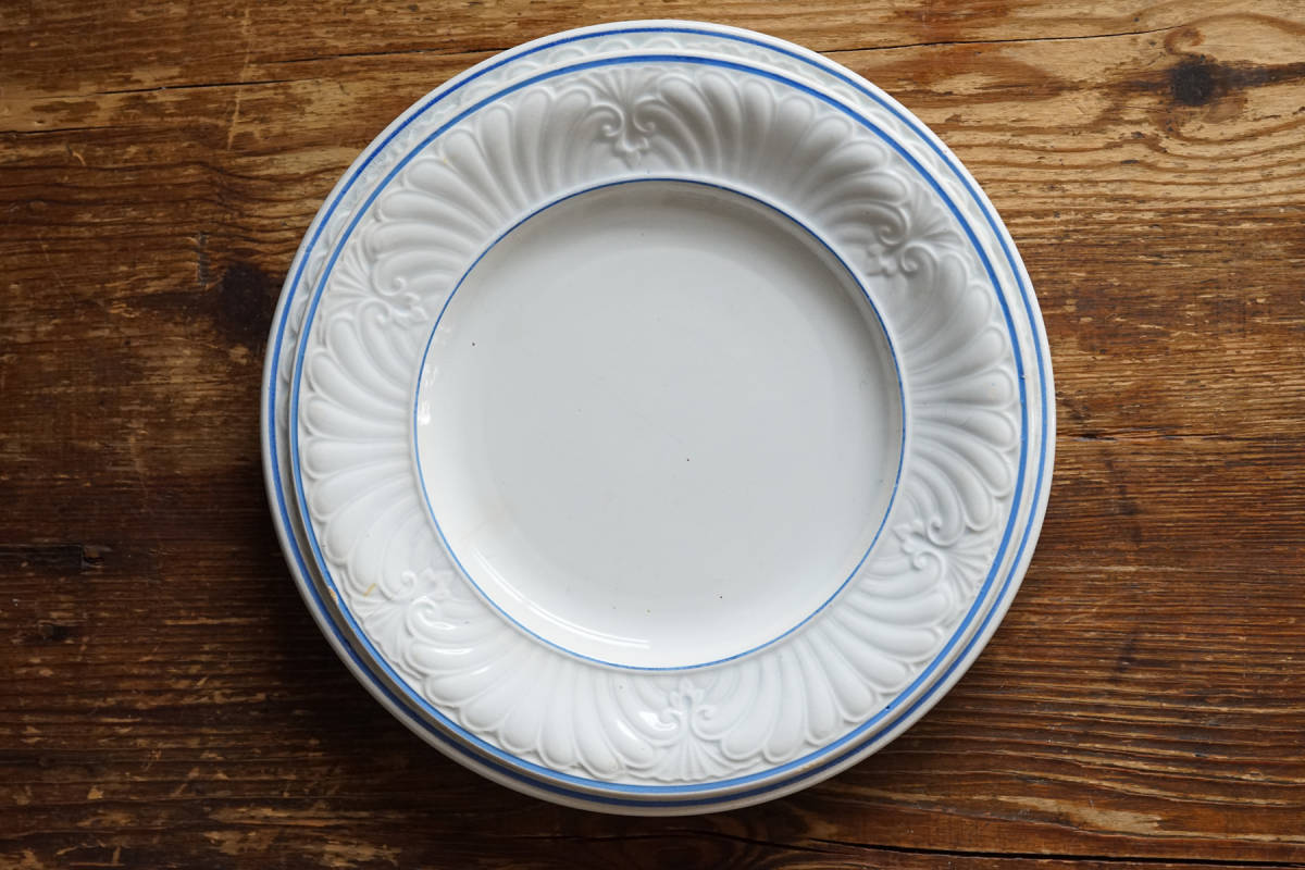 et アンティーク Creil montereau フランス レリーフ Montereau 皿 