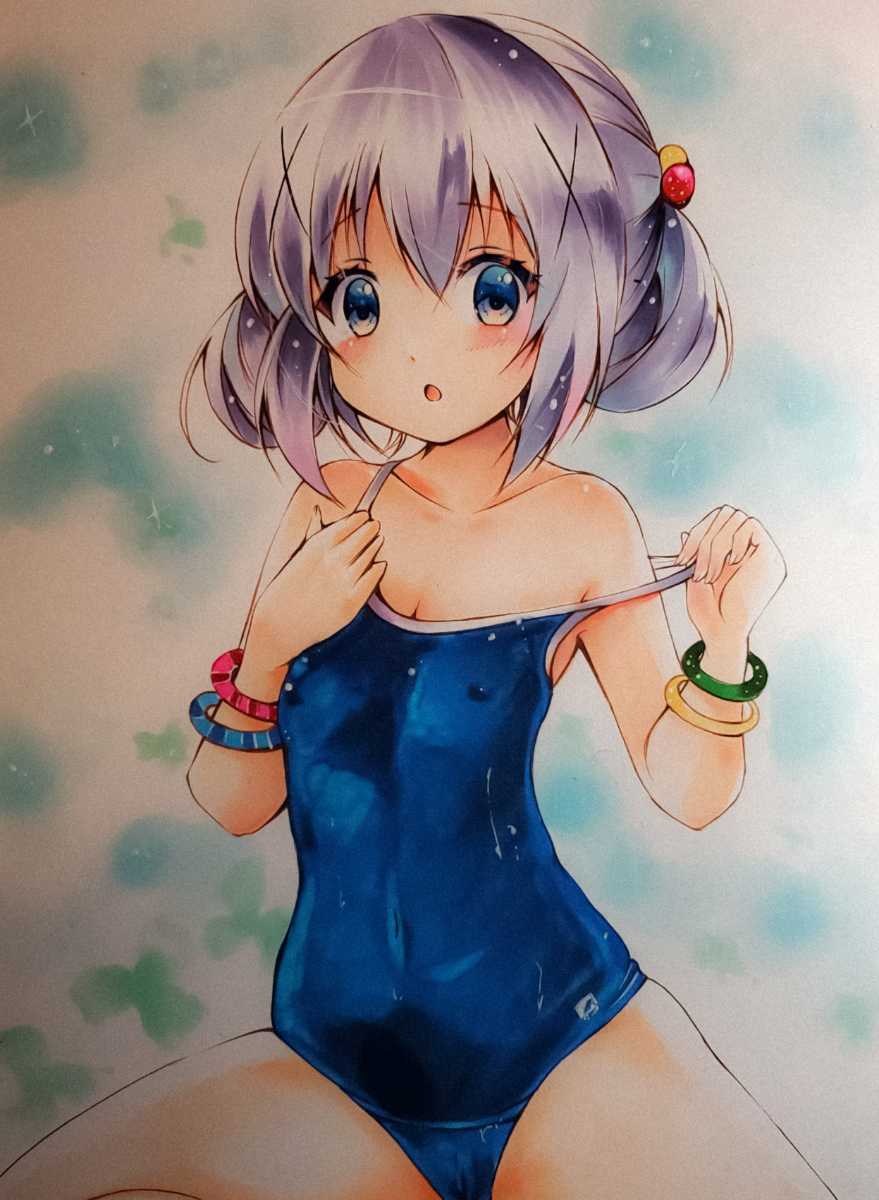 手描きイラスト ご注文はうさぎですか 香風智乃 スクール水着 ちの