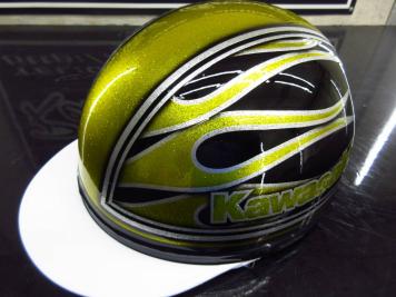 Kawasaki 半帽 ヘルメット ファイヤーパターン コルク半 バイク