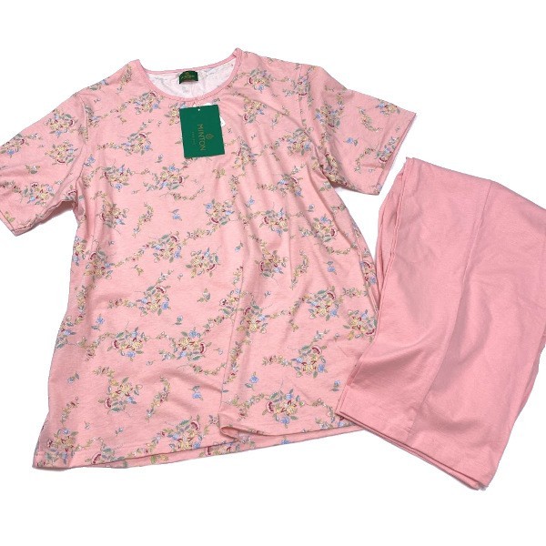★新品 未使用【wacoalワコール+ MINTONミントン】＊お花柄＊＊半袖 パジャマ ◆綿100％ ◎大きいサイズ L