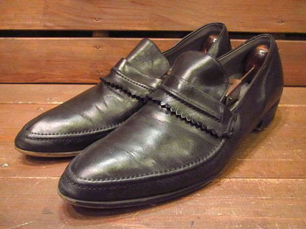 ビンテージ50's●KINGSWAYキルトローファー黒●210310s11-m-lf-28cm 1950sメンズ革靴