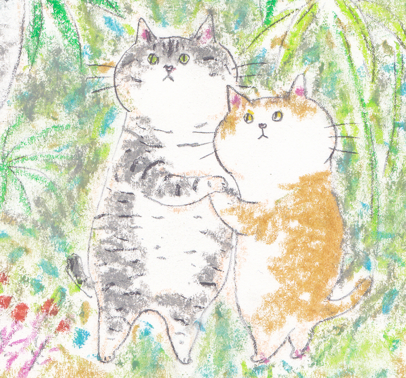直筆 手描き オリジナル猫イラスト ハシビロコウと子猫ちゃん 猫イラスト 猫の絵 ハシビロコウの絵 ハシビロコウ イラスト 原画 パステル画 クレヨン画 売買されたオークション情報 Yahooの商品情報をアーカイブ公開 オークファン Aucfan Com