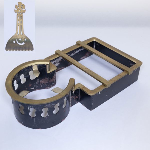 真鍮 灰ならし 仙台五徳 真鍮製 火箸 3点 約2.5kg H2003G_1