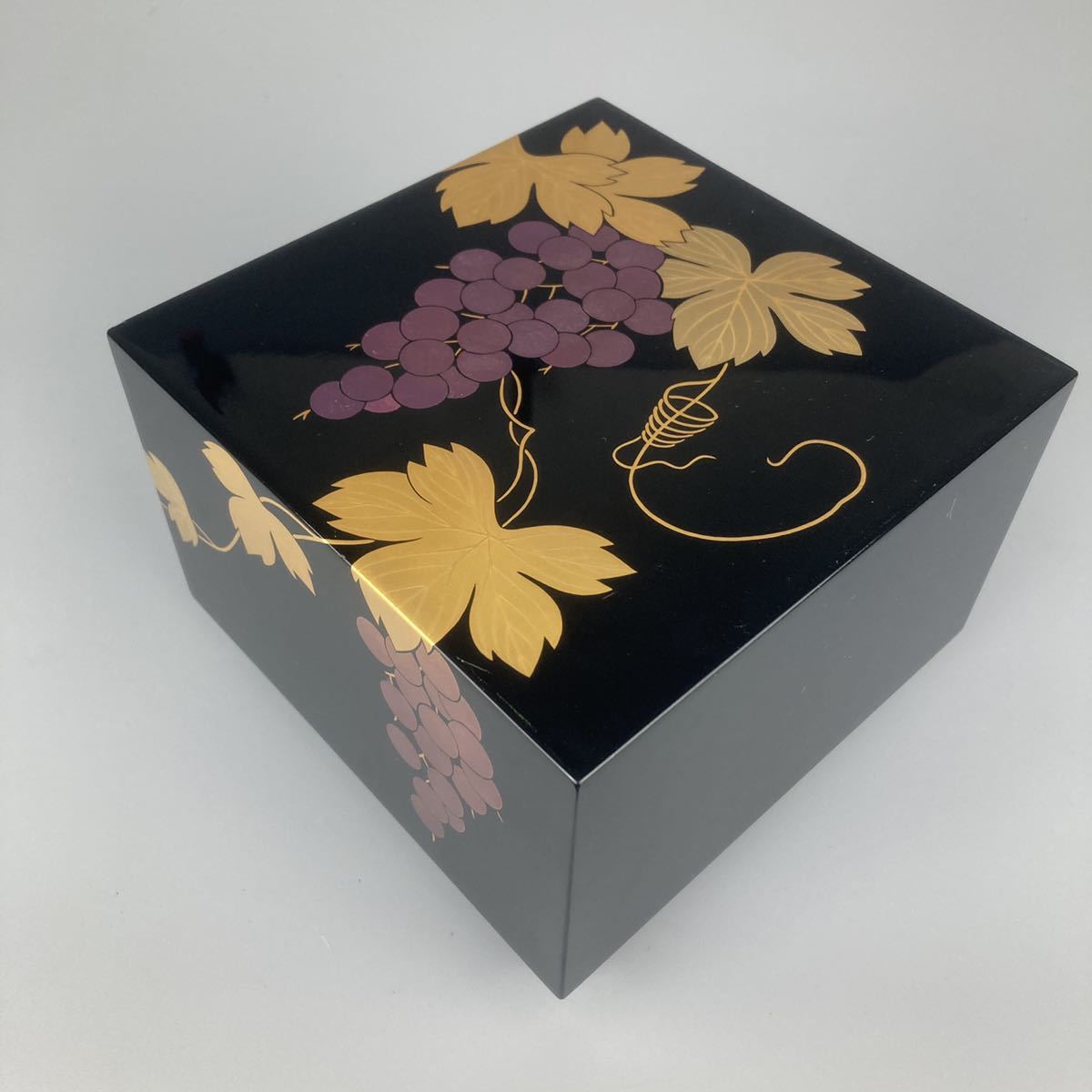 平安 象彦 金蒔絵 宝石箱 天然木 漆塗 高級漆芸 葡萄蒔絵 蒔絵 木製 黒 