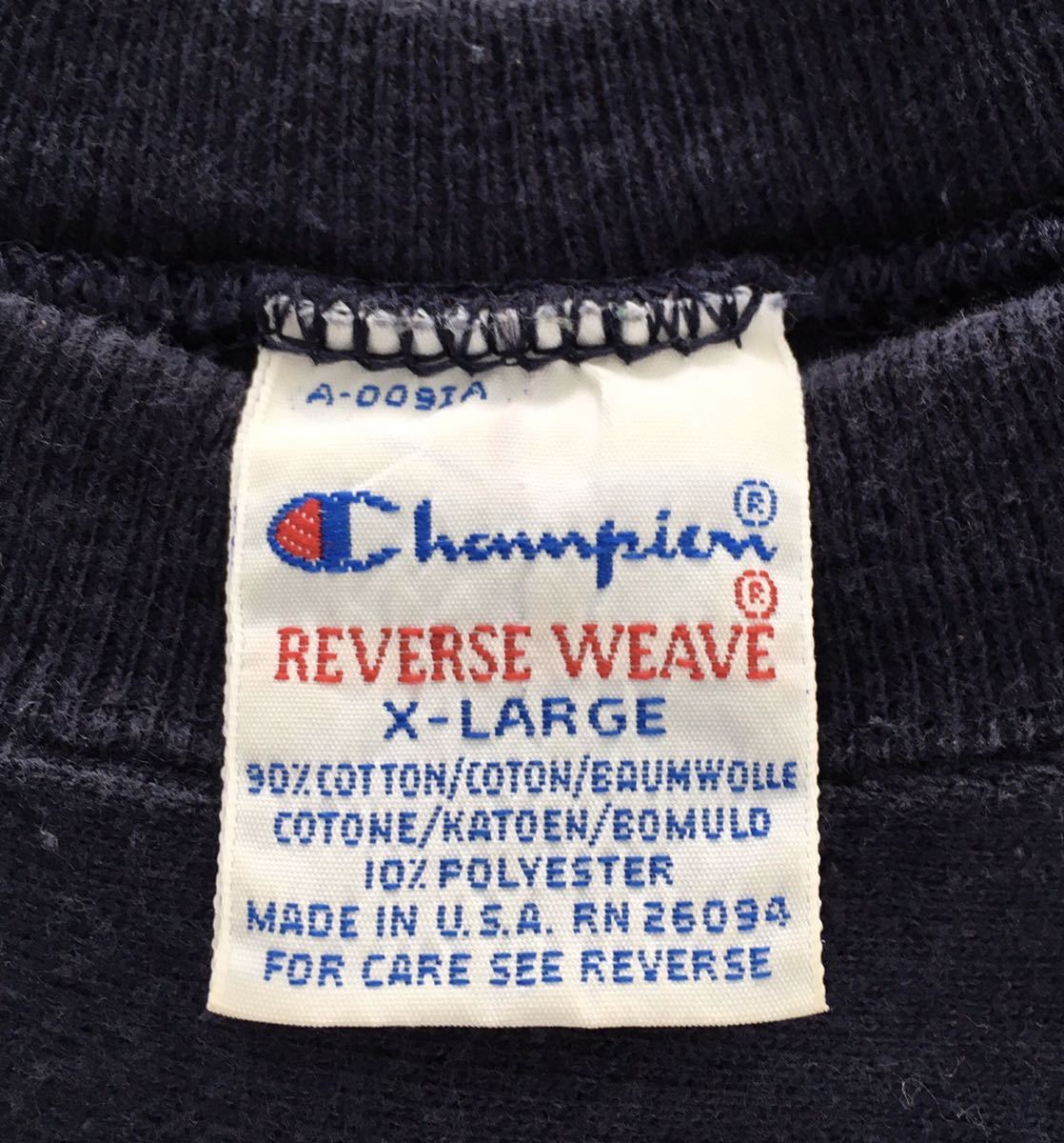 刺繍タグ!アーチ2段美品 XL 90s USA製 Champion ビンテージ