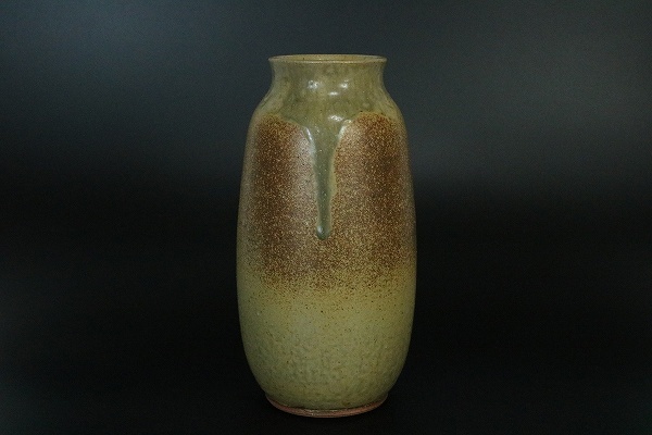 希少　佐々木二六作　緑薬花瓶　水月焼　楽山焼　骨董品 希少 佐々木二六作 緑薬花瓶 水月焼 楽山焼 骨董品 希少 佐々木二六作