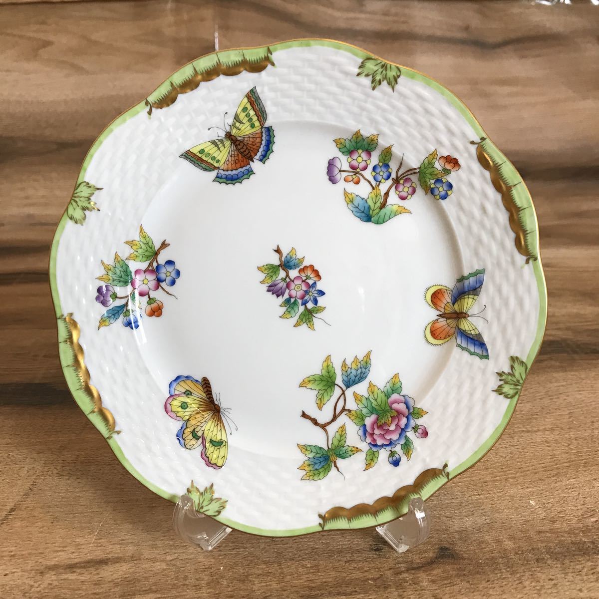 ヘレンド ヴィクトリア・ブーケ プレート 19cm 蝶×花☆ Herend