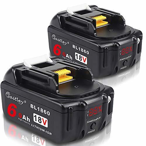 2個 Waitley マキタ BL1860 18V 互換 バッテリー 6.0Ah 6000mAh BL1830 BL1840 BL
