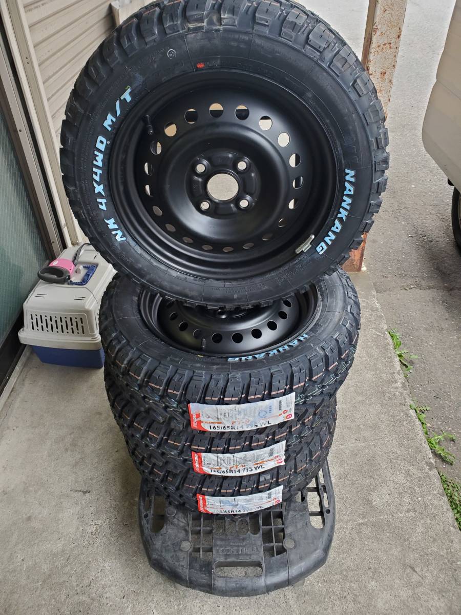 軽トラック 軽バンのアゲトラ仕様に！14インチスチール＆165/65R14 ナンカンFT-9 マッドタイヤ 4本セット埼玉から手渡し限定！②