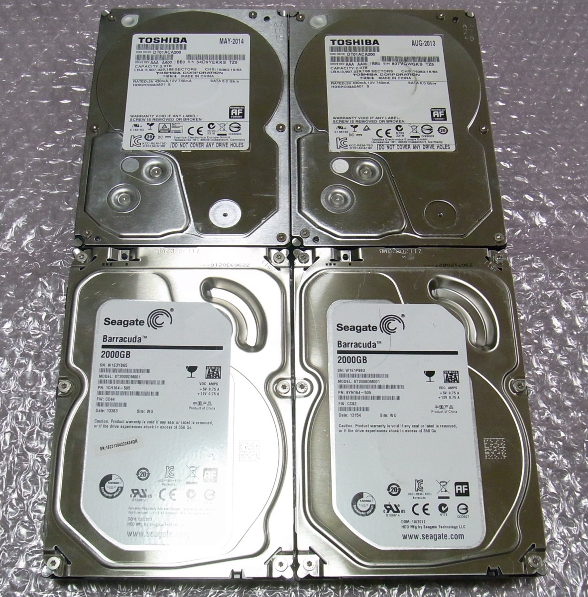 ディスクトップ 3.5インチ内蔵ハードディスクSATA WD接続 まとめて15台 内蔵ハードディスク 3.5インチ WD Blue Western Digital(ウエスタン
