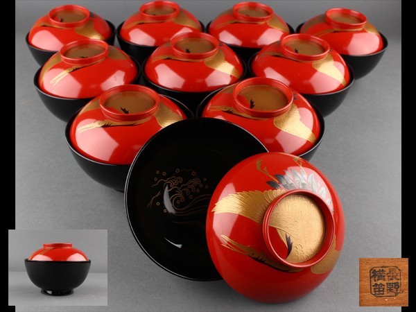 平安 象彦 菊蒔絵 小吸物膳 5客組 共布 共箱 懐石道具