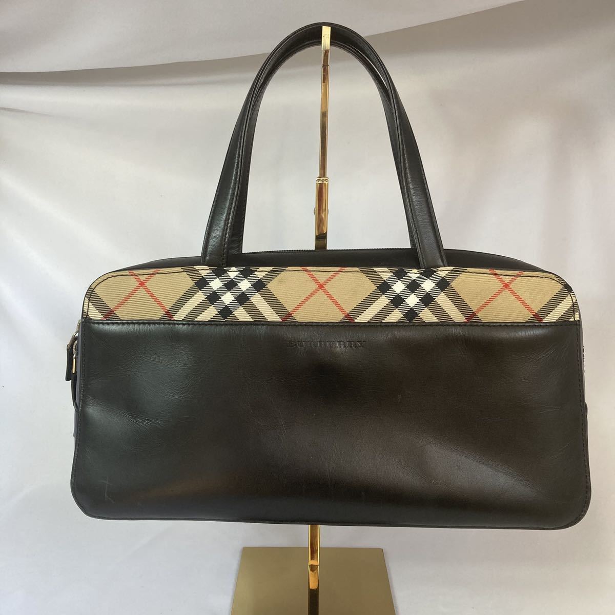 中古］BURBERRY バーバリー ハンドバッグ ノバチェック レザー 