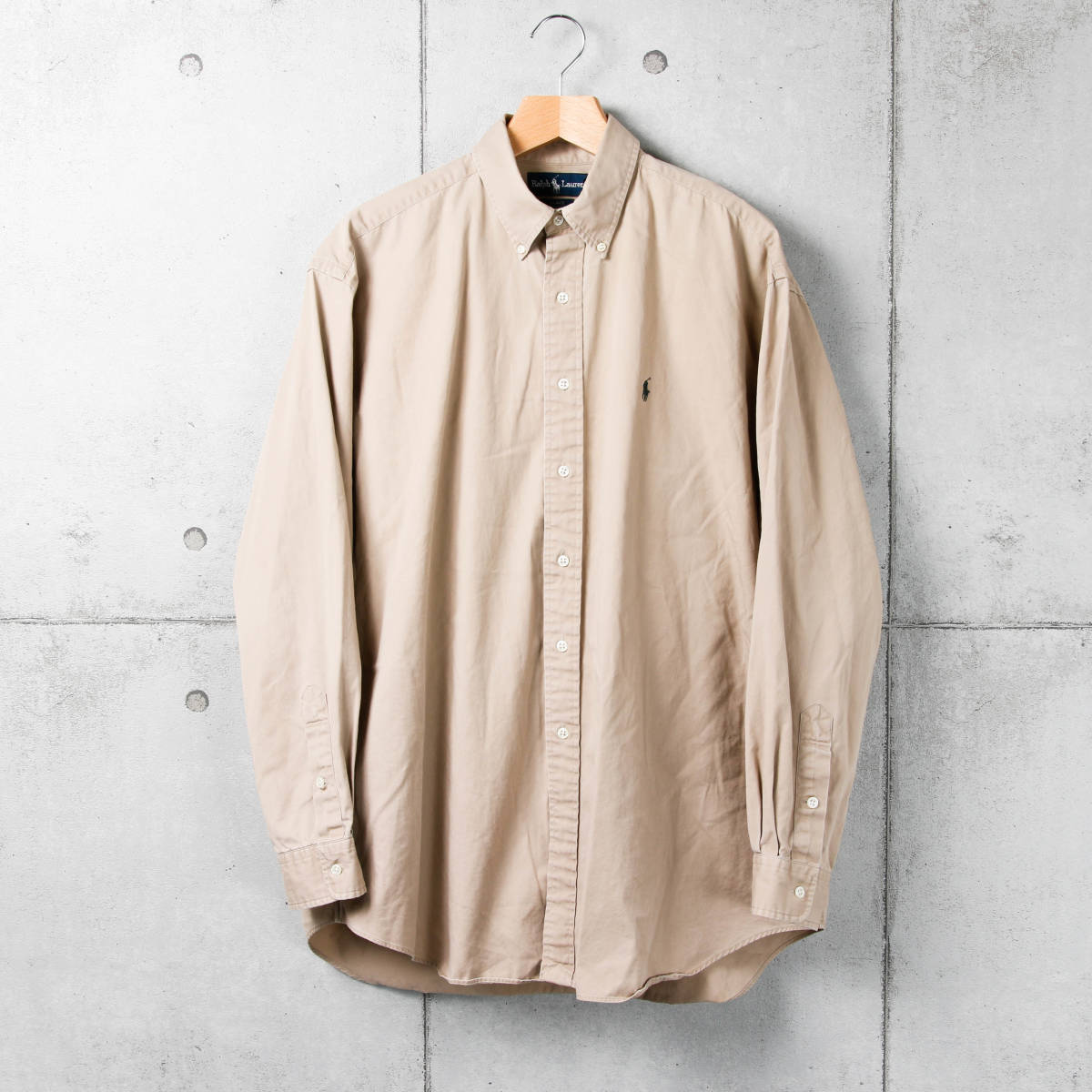 Poloラルフローレン◆ツイル素材ボタンダウンシャツ◆ベージュ◆サイズ XL