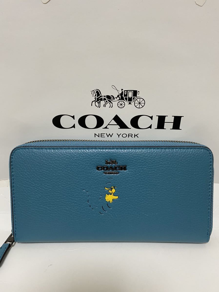 まあまあ COACH スヌーピー 長財布 ベージュ系 C4596 コーチ×ピーナッツ(Peanuts