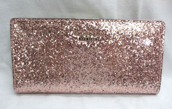 未使用〇kate spade/ケイトスペード〇コーティンググリッター 長財布 小さめ ピンク キラキラ カードケース多い コンパクト 財布