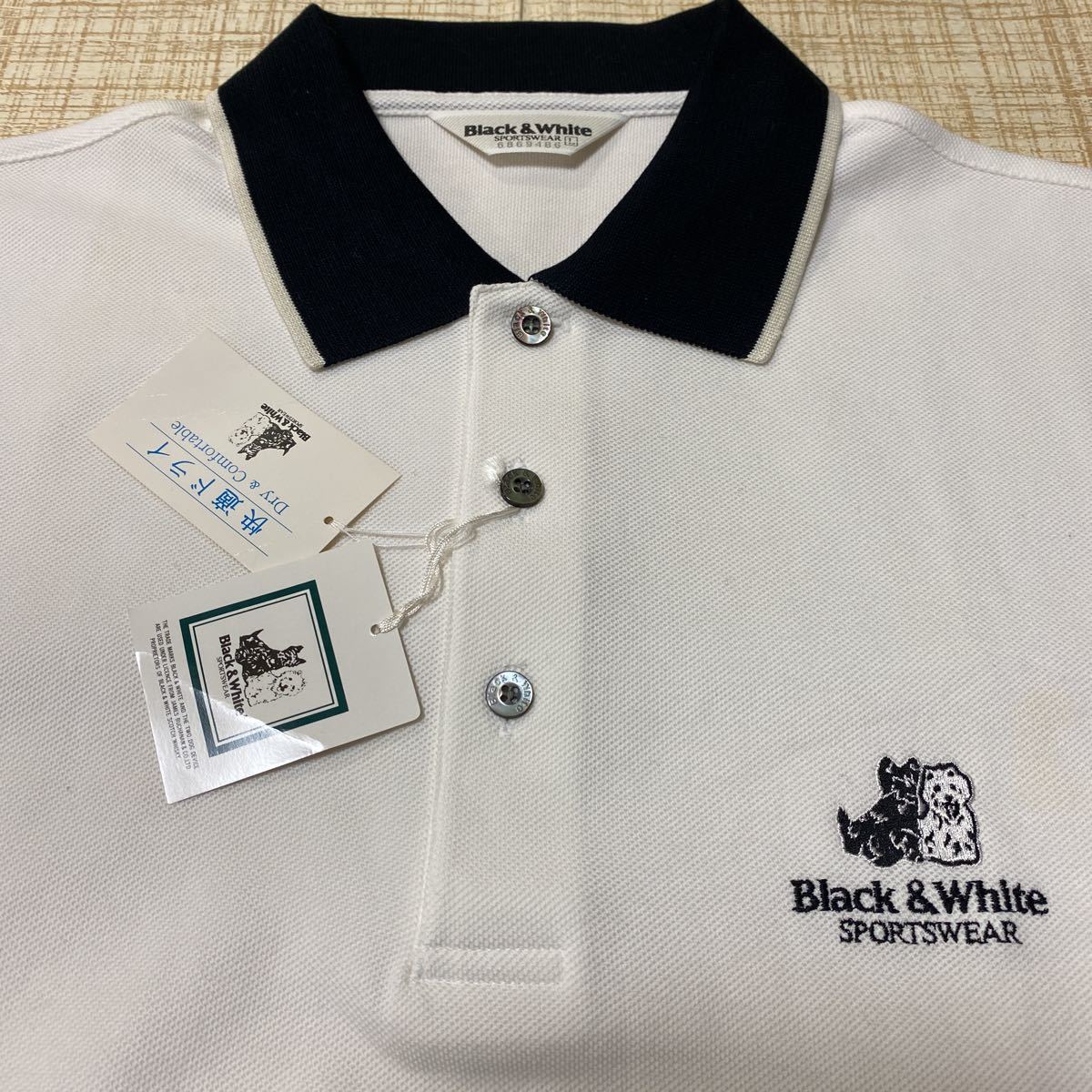 新品『Black&White メンズ半袖ポロシャツ Lサイズ【快適ドライタイプ 