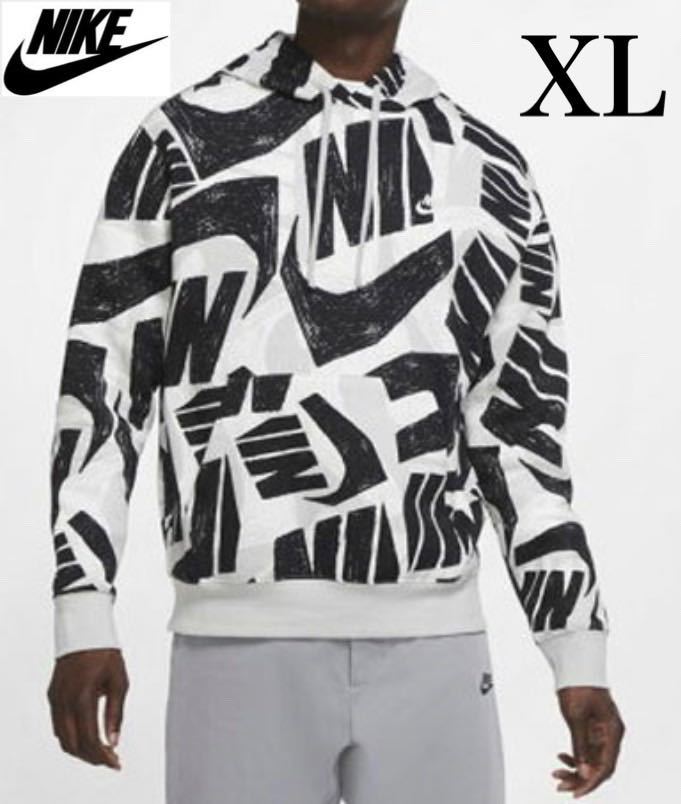 【新品 正規品】ナイキ NIKE パーカー 総柄 XL プルオーバー 裏起毛 希少
