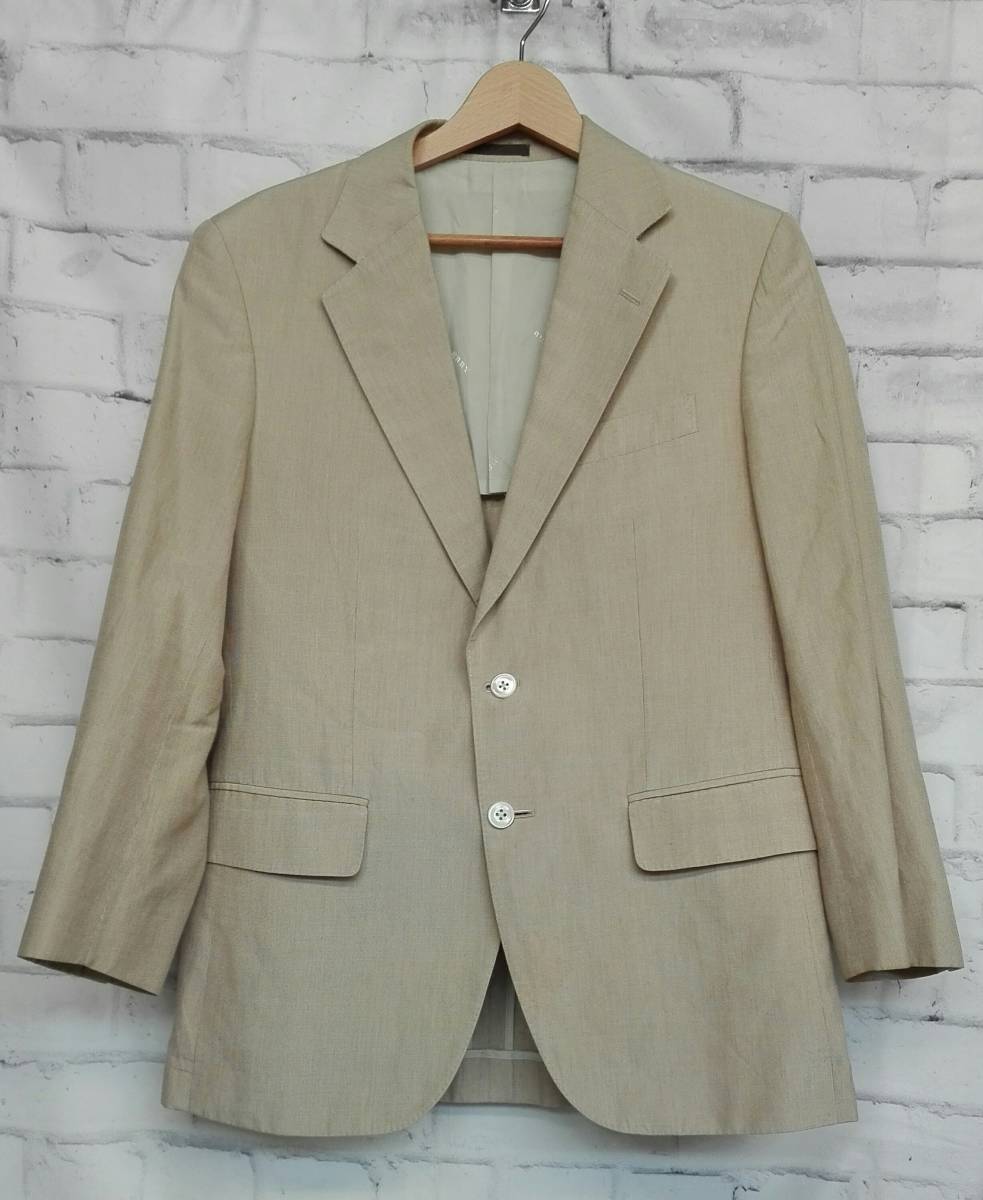 BURBERRY London バーバリー ロンドン 2Bテーラードジャケット size AB4 コットン シルク リネンジャケット サイドベンツ 無地 三陽商会 春