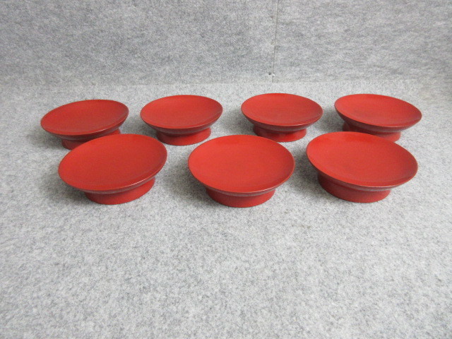 朱塗 高台付き菓子器7客セット 宝尽くし文様 漆器 メーカー公式
