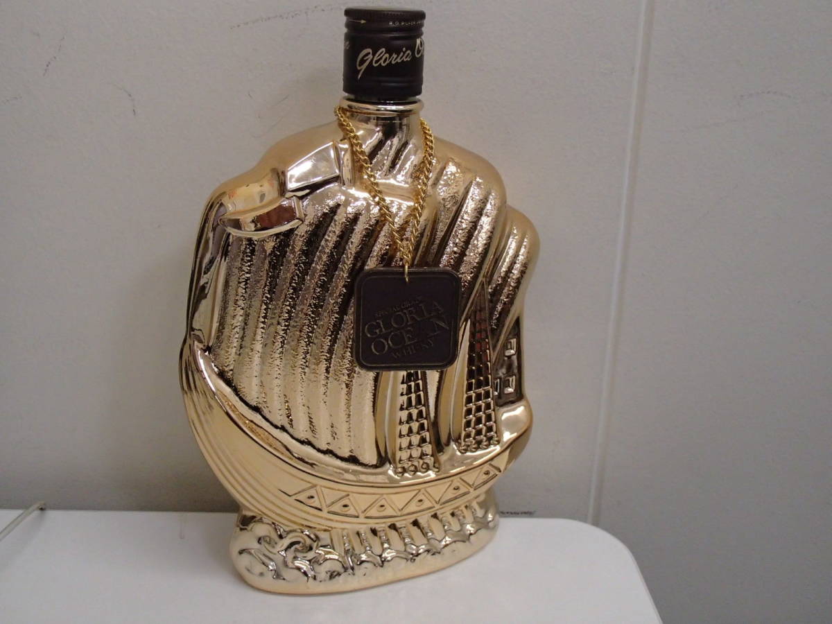 ＃20712 三楽オーシャン グロリアオーシャン ゴールデンシップ 金色帆船ボトル GLORIA OCEAN 760ml(総重量約1422g) ウイスキー 未開栓