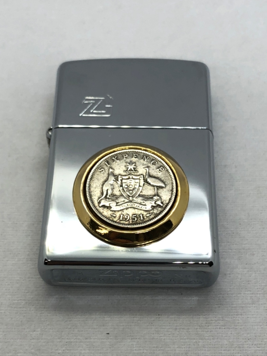 1円～/未使用/Zippo/ジッポー/コイン/SIXPENCE/1951/オイルライター/喫煙具/ジッポ/ヴィンテージ/No143