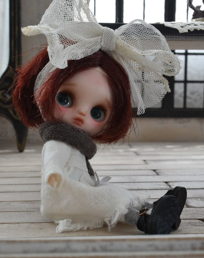 ayudoll custom petiteblythe*「赤毛ボブっ子ちゃん」犬 ナチュラル